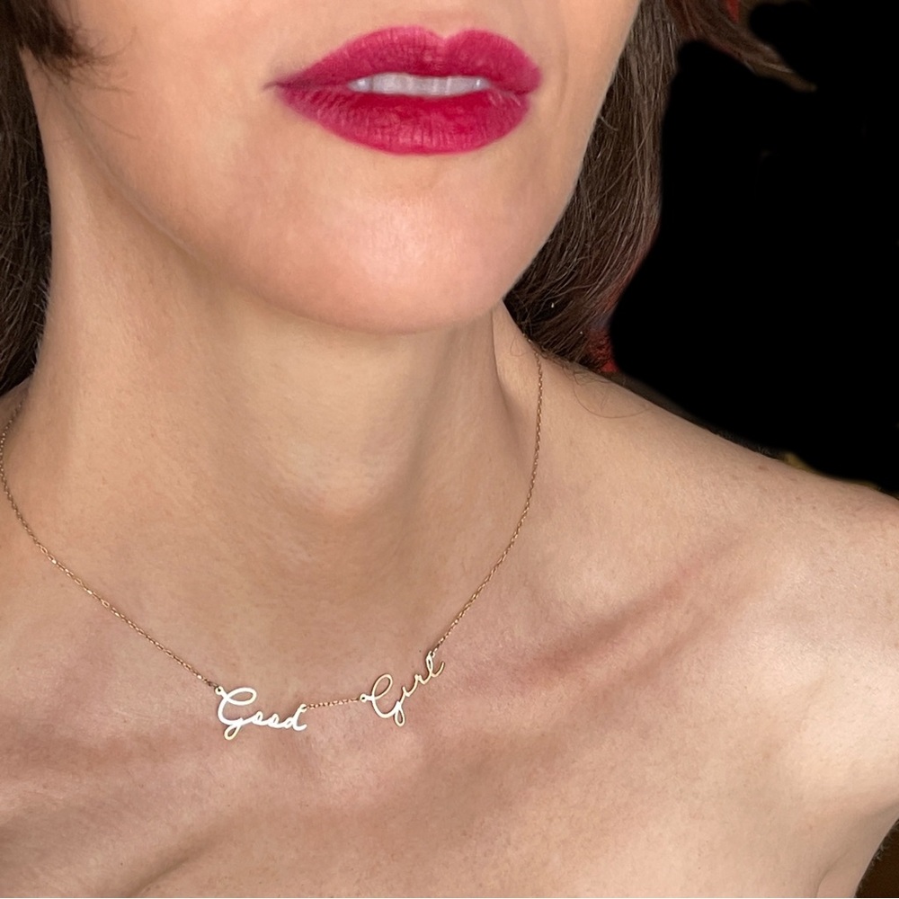 Gold Fill Script Inspirational Name Word Necklace… - image 2